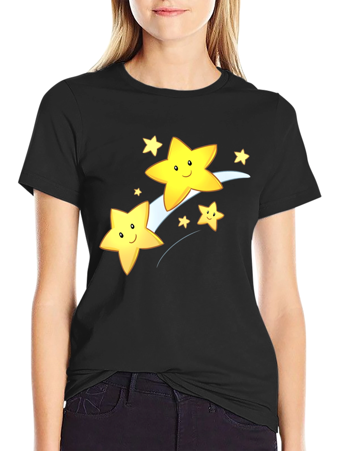 Shooting Star Graphic Tee - Black Cotton Blend
