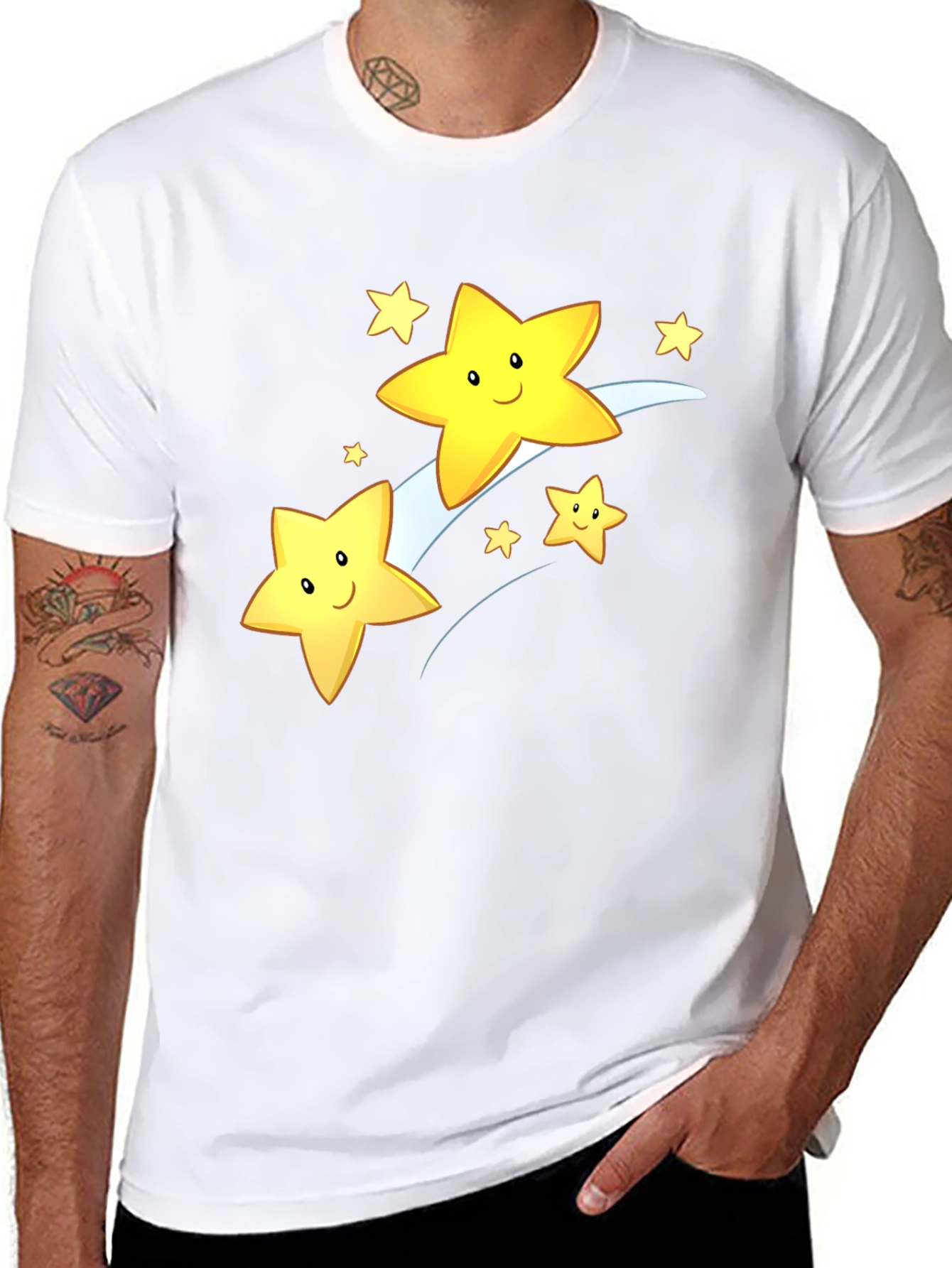 Shooting Star Graphic Tee - Black Cotton Blend