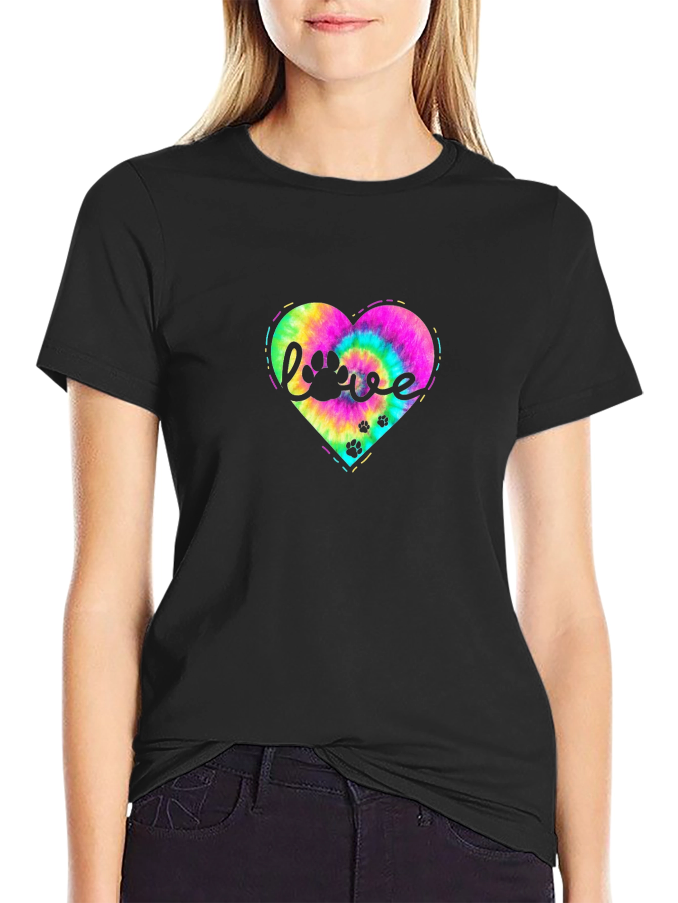Love Paw Tie Dye Heart T-Shirt