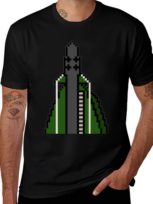 Pixelated Rocket T-Shirt - Retro Gaming Style