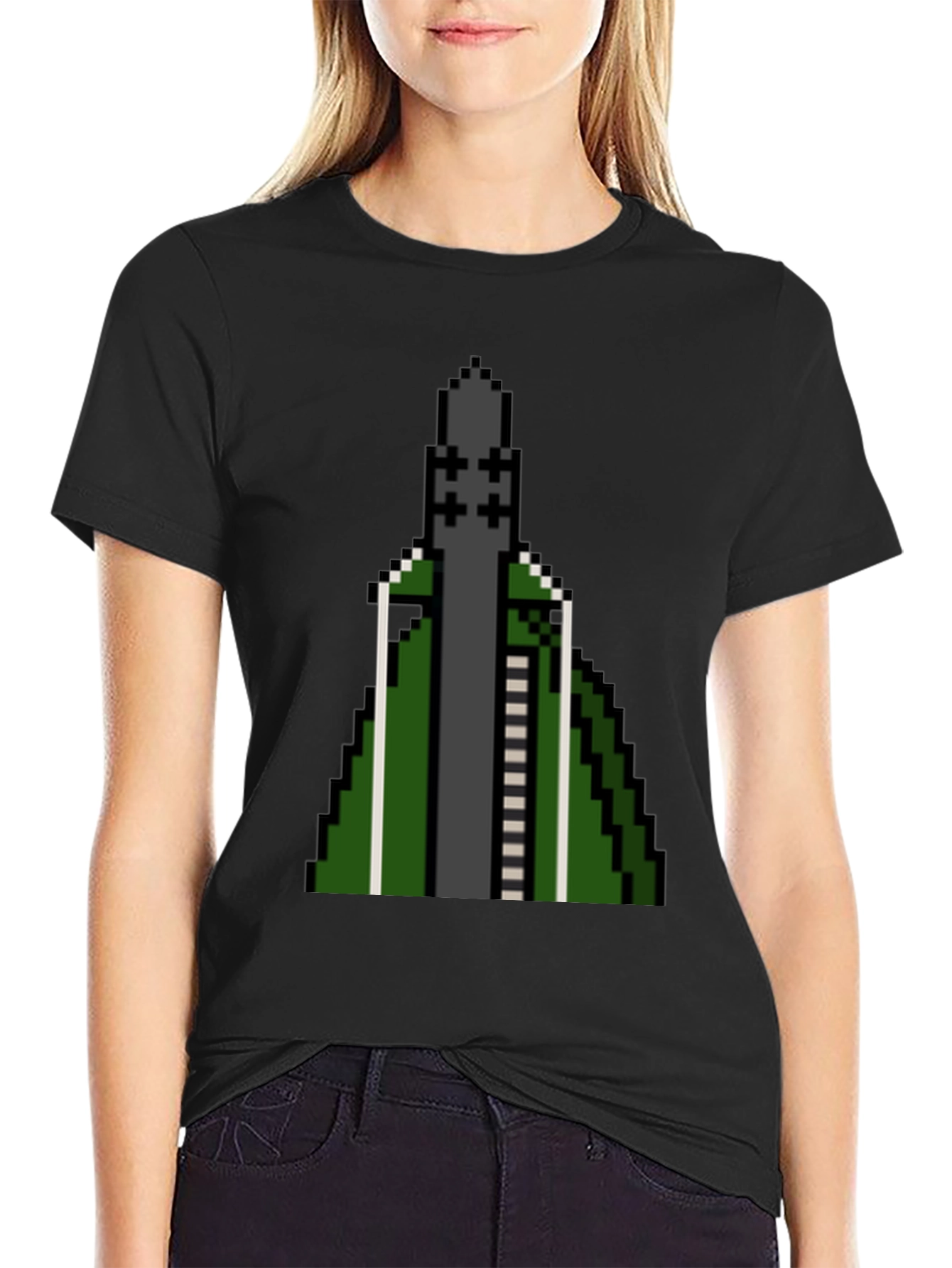 Pixelated Rocket T-Shirt - Retro Gaming Style