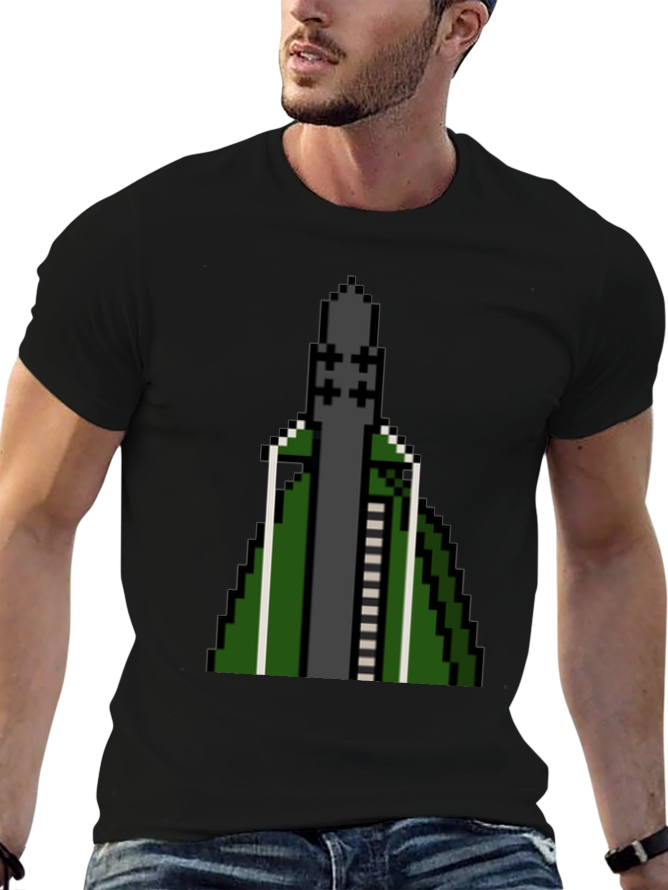 Pixelated Rocket T-Shirt - Retro Gaming Style