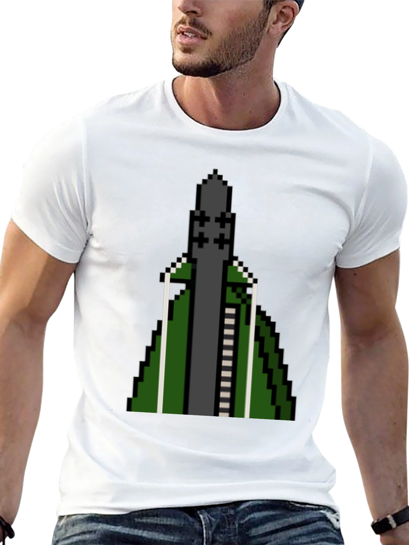 Pixelated Rocket T-Shirt - Retro Gaming Style