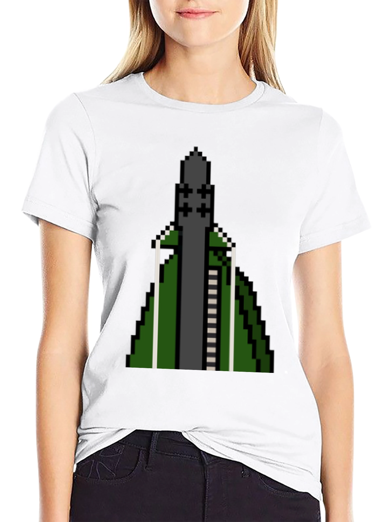 Pixelated Rocket T-Shirt - Retro Gaming Style