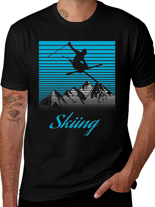 Retro Skiing T-Shirt - Mountain Design