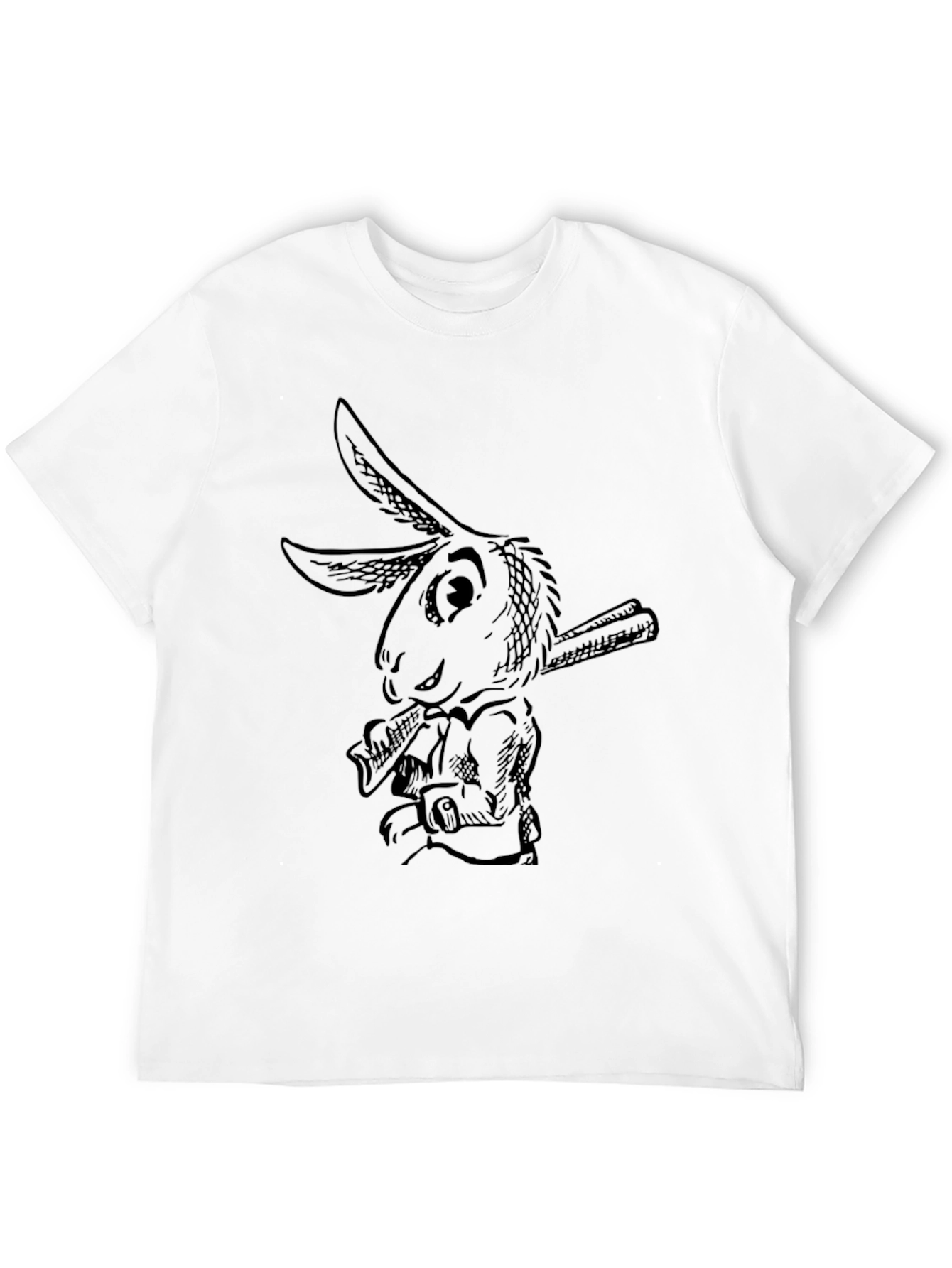 Rabbit Baseball Tee - Black Cotton Graphic T-Shirt