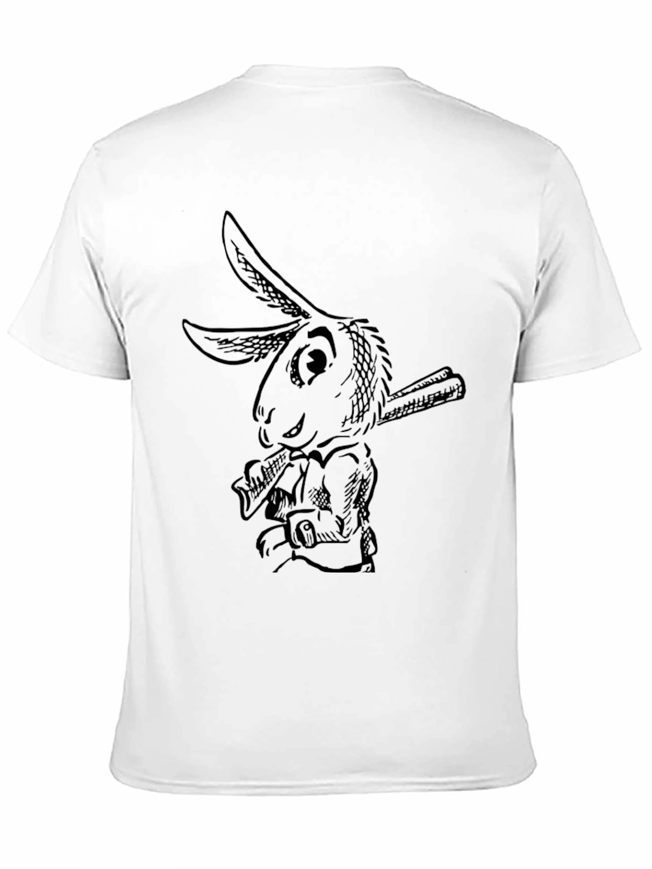 Rabbit Baseball Tee - Black Cotton Graphic T-Shirt
