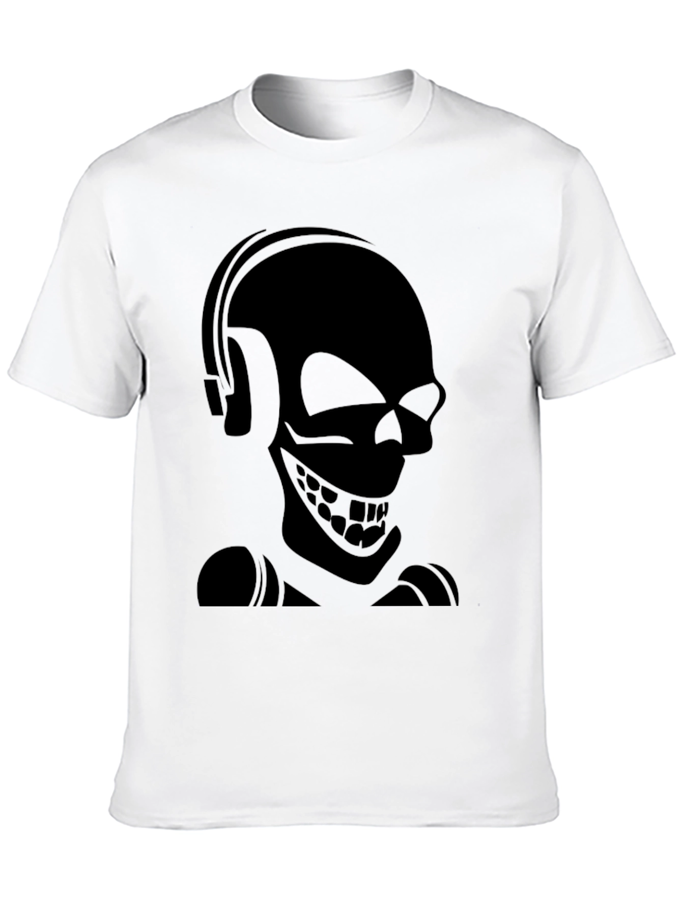 Skull with Headphones Black Graphic Tee