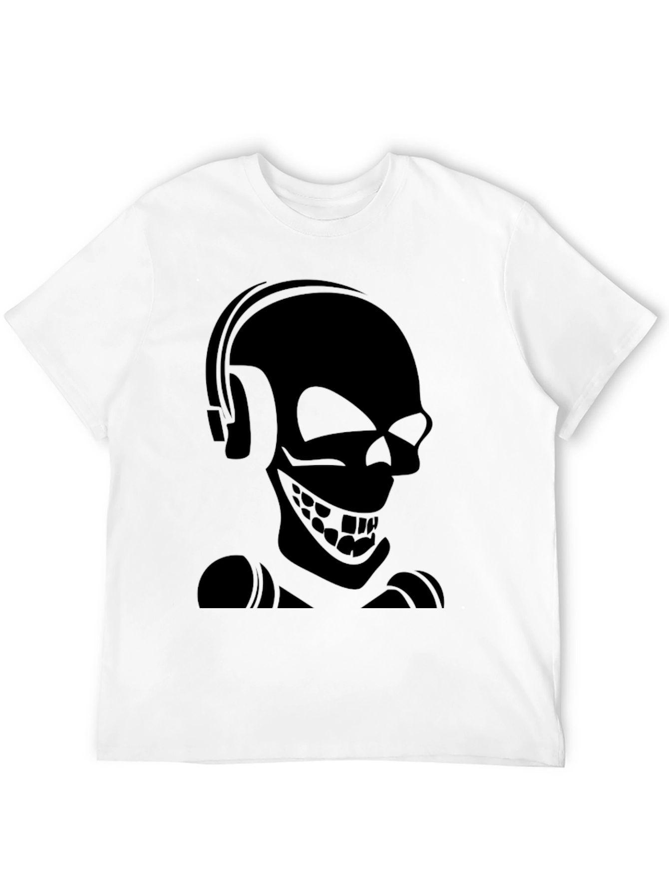Skull with Headphones Black Graphic Tee