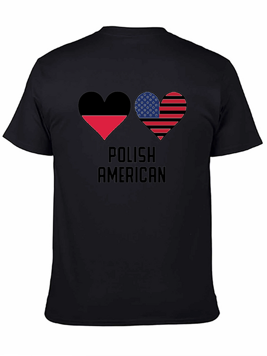 Polish American Flag Heart Graphic T-Shirt