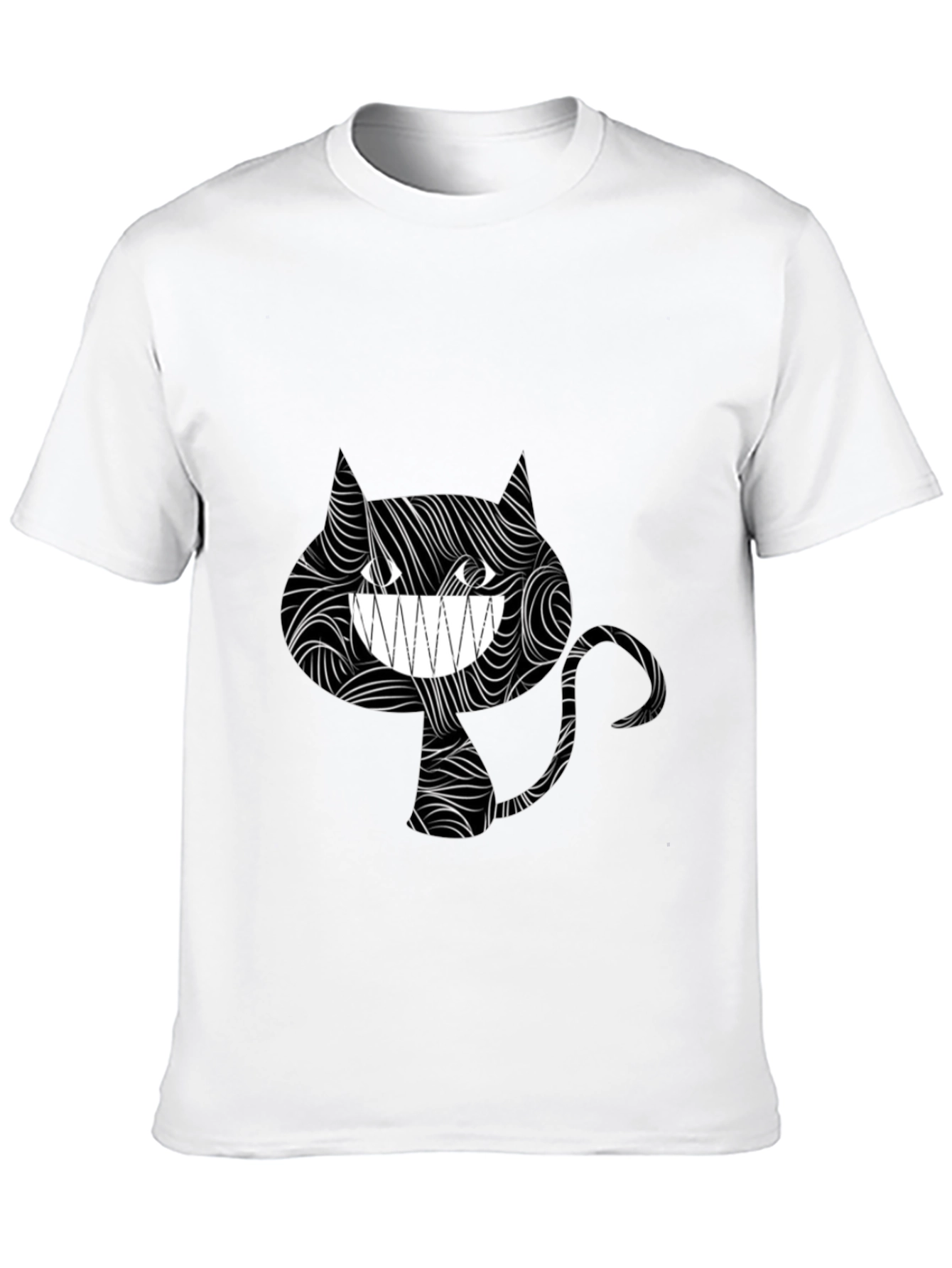 Grinning Cat Tee - Stylish Black Graphic T-Shirt