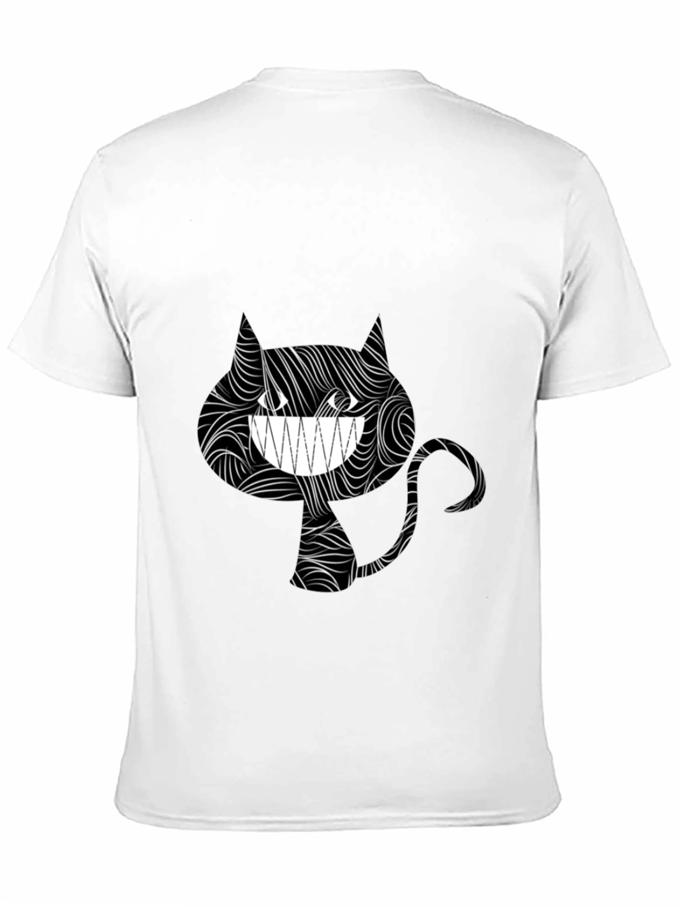 Grinning Cat Tee - Stylish Black Graphic T-Shirt