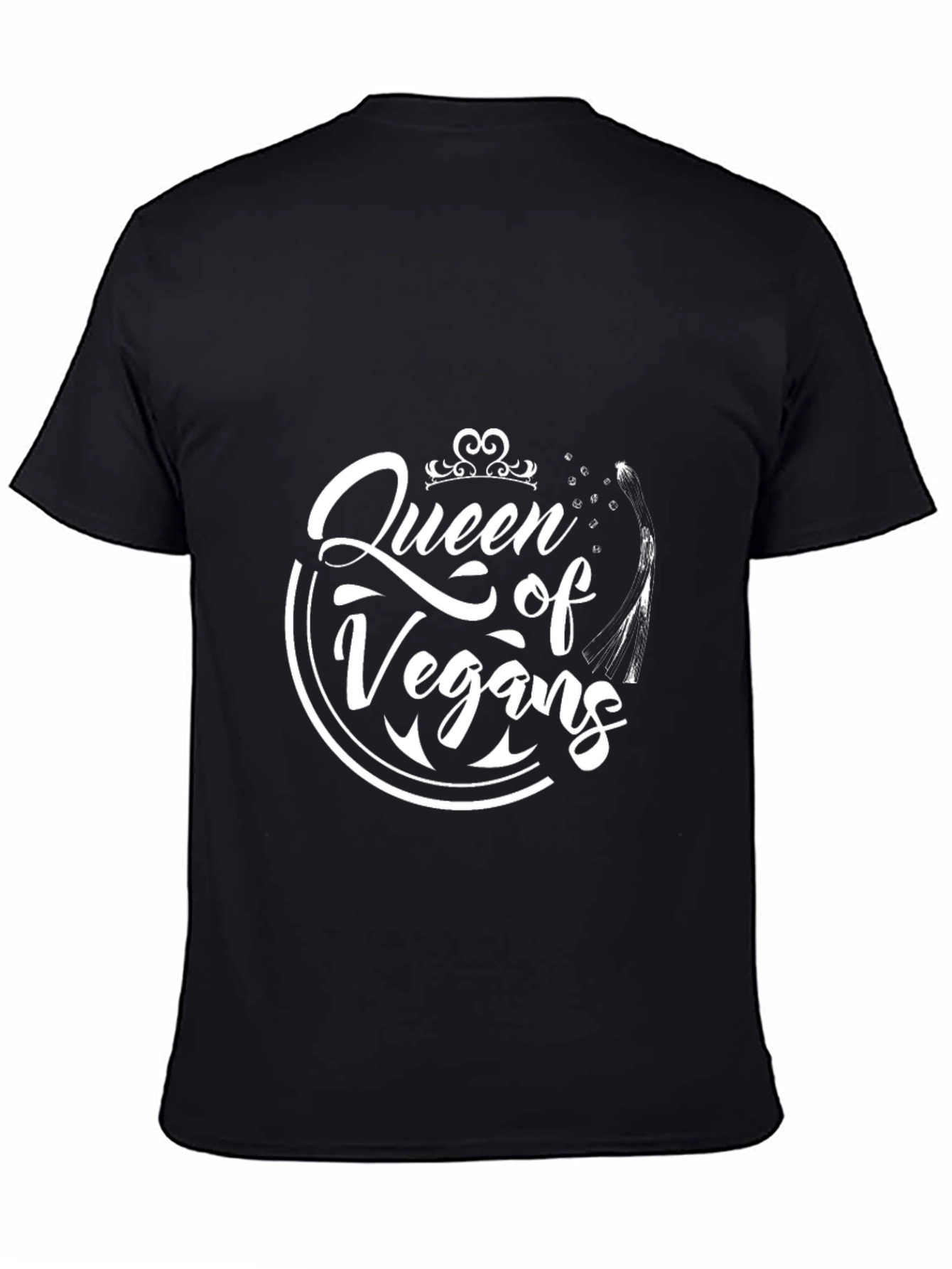 Queen of Vegans Graphic Tee - Black Crew Neck