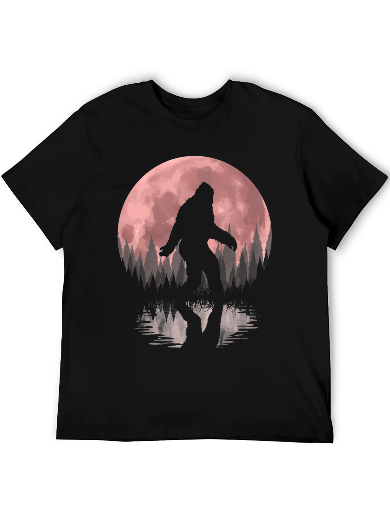Bigfoot Moon Mens Black T-Shirt