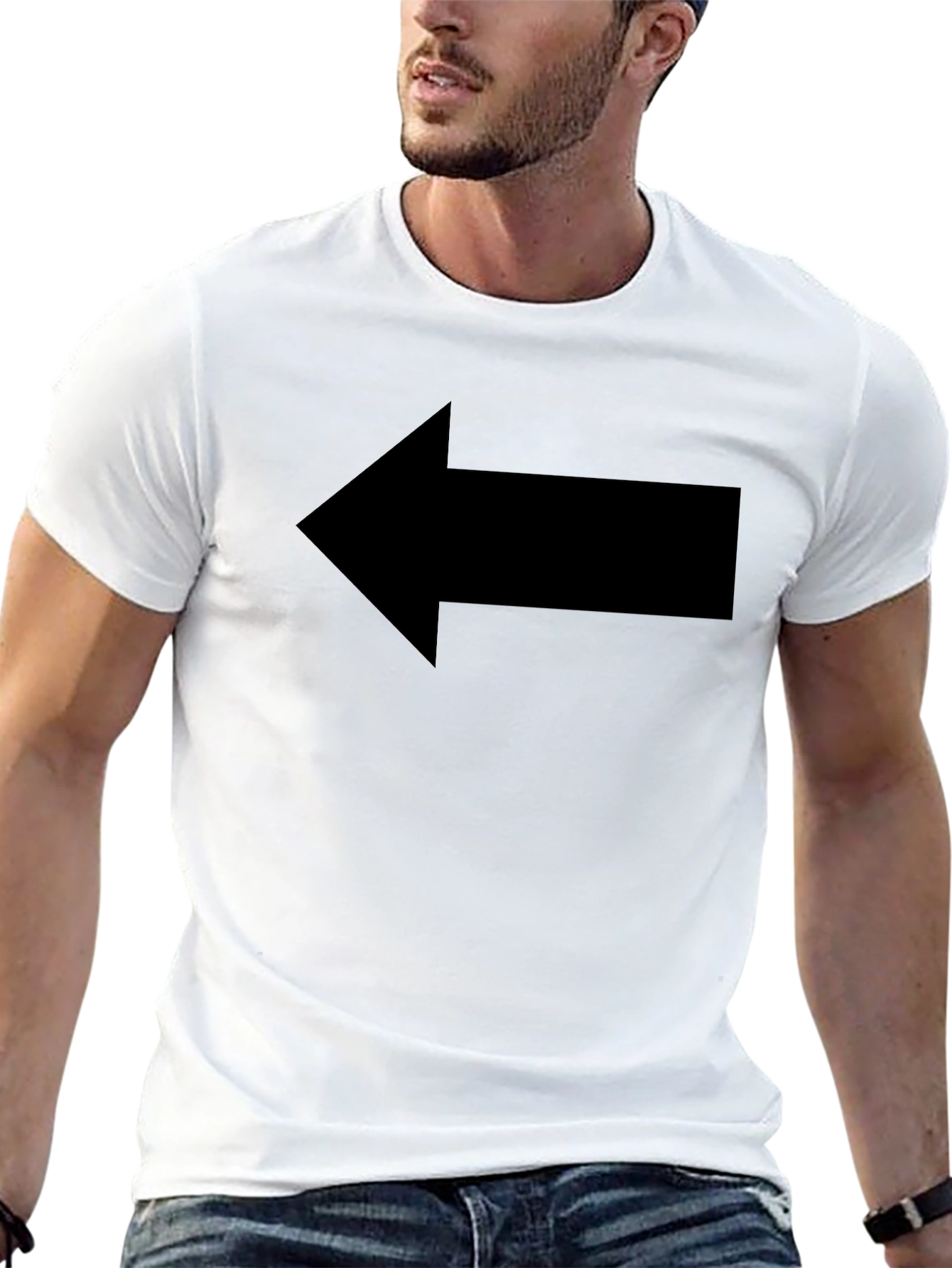 Left Arrow Graphic Tee - Black Casual Shirt