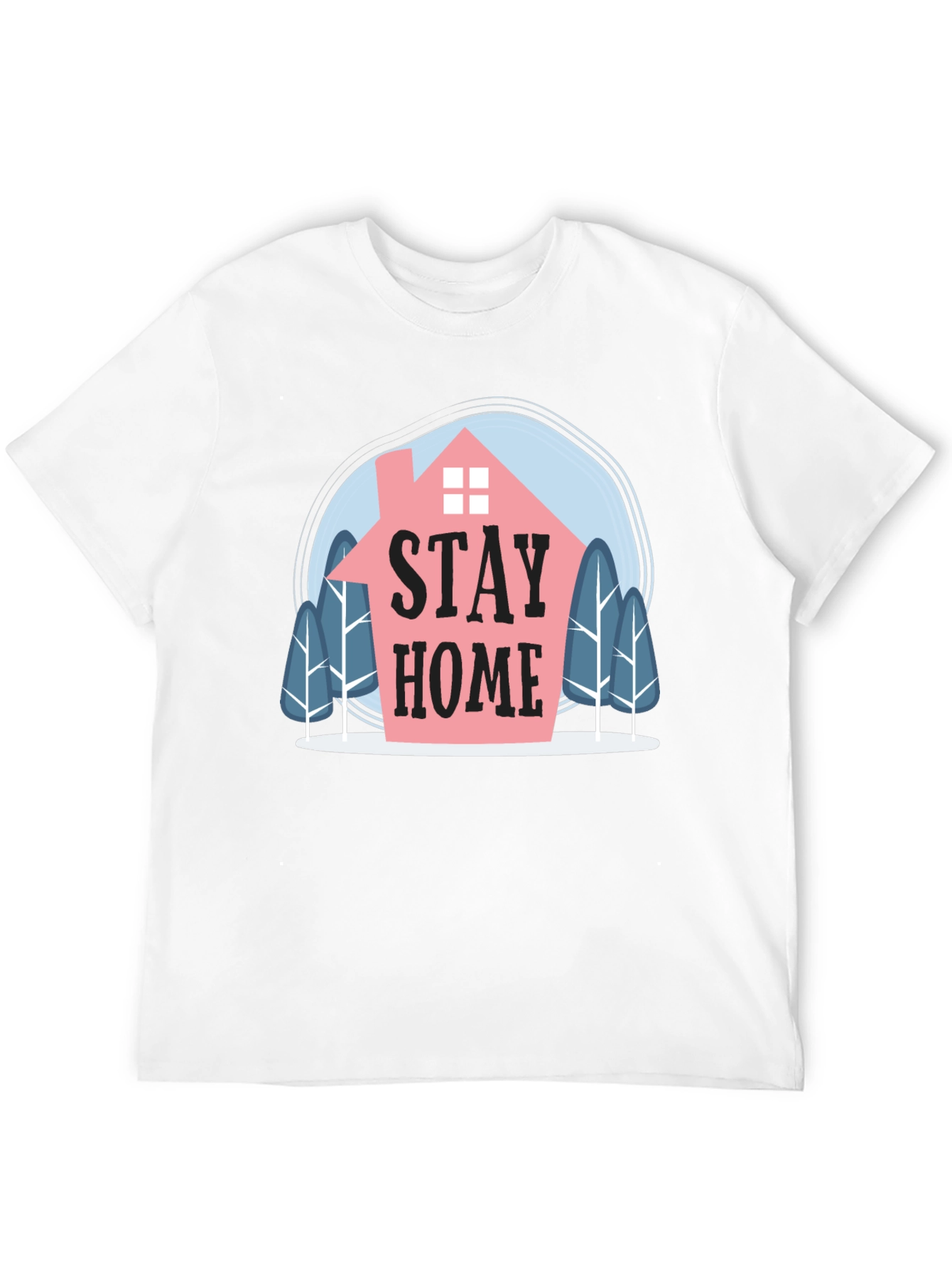 Stay Home Graphic Tee - Mens Black Cotton T-Shirt