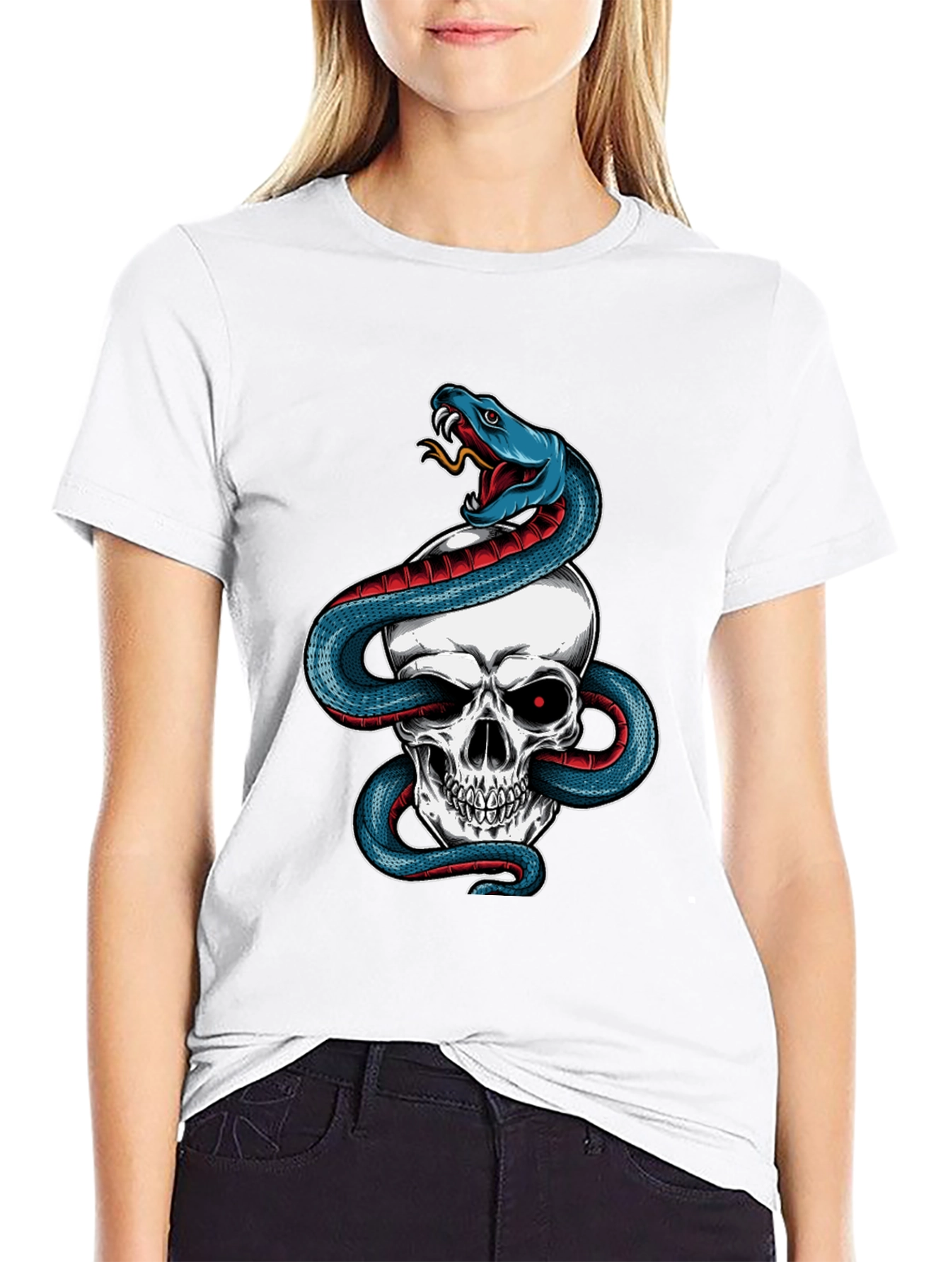 Skull & Snake Graphic Tee - Mens Black T-Shirt