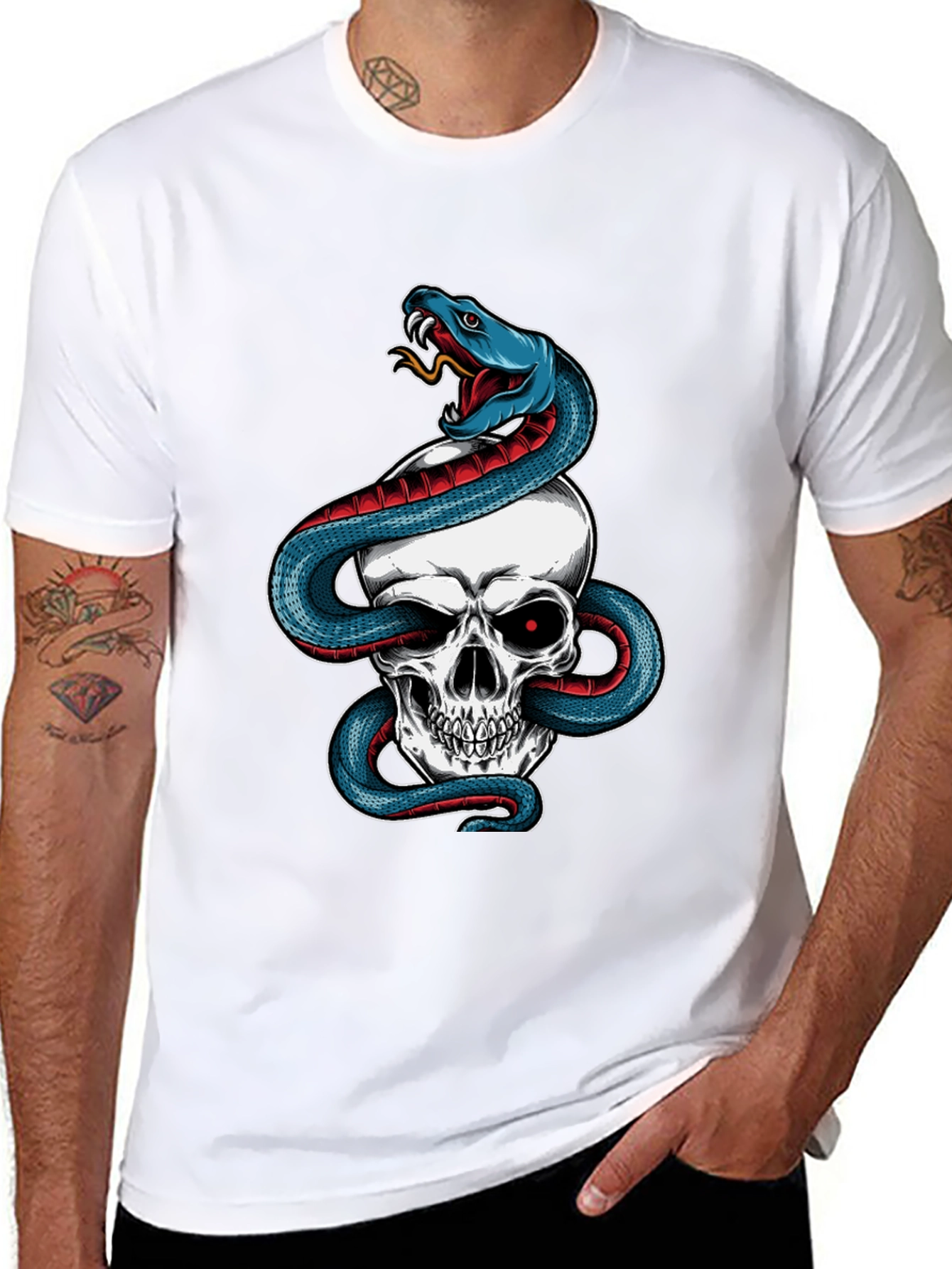 Skull & Snake Graphic Tee - Mens Black T-Shirt