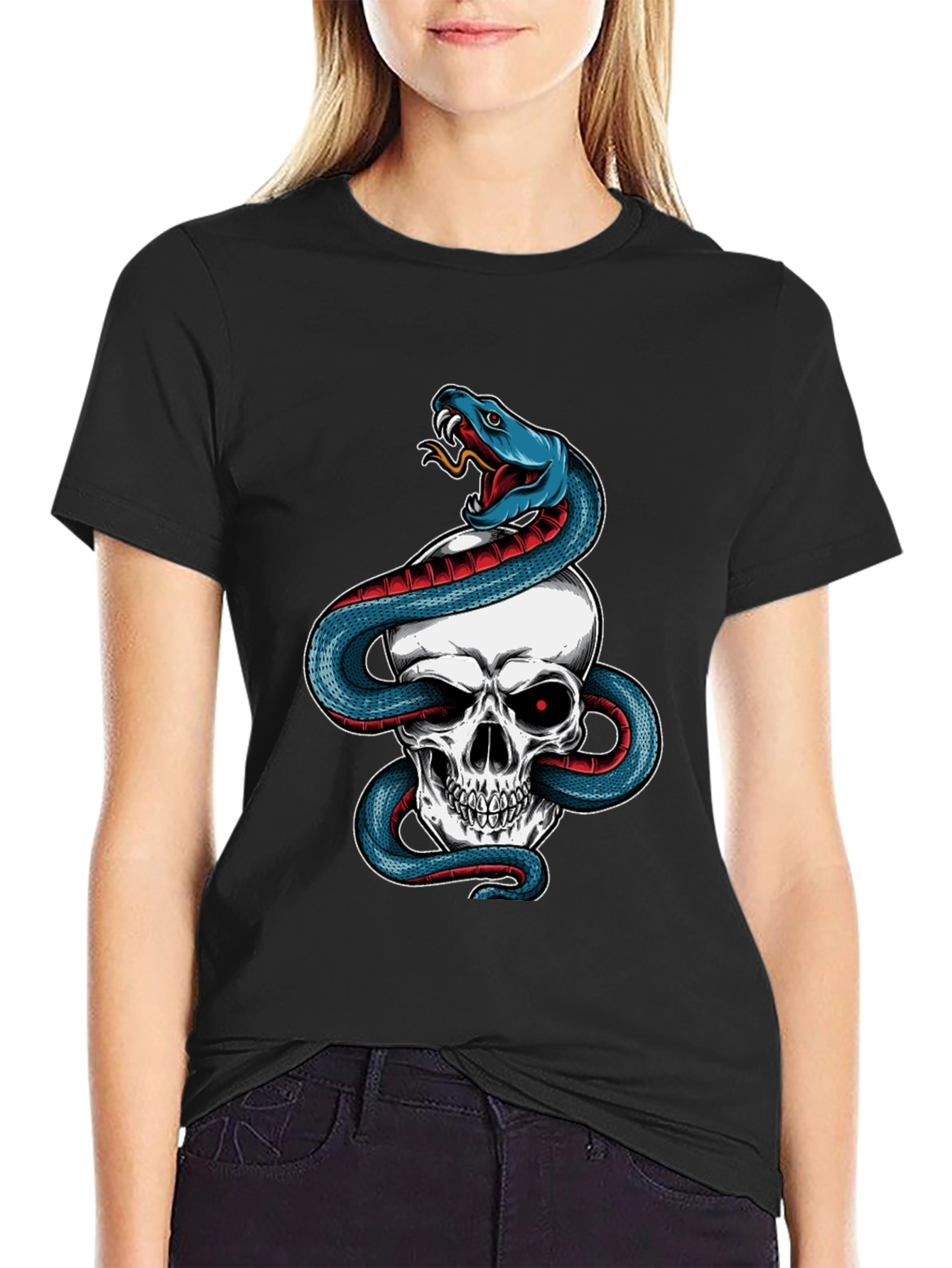 Skull & Snake Graphic Tee - Mens Black T-Shirt