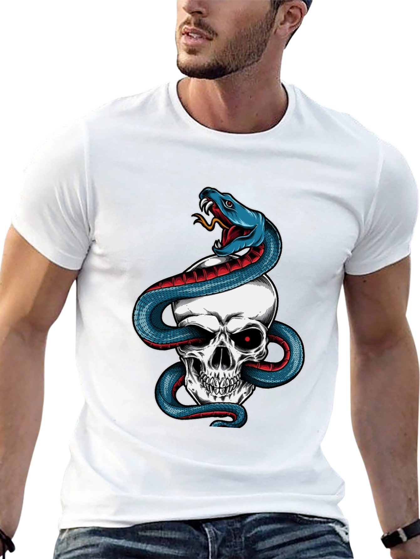 Skull & Snake Graphic Tee - Mens Black T-Shirt