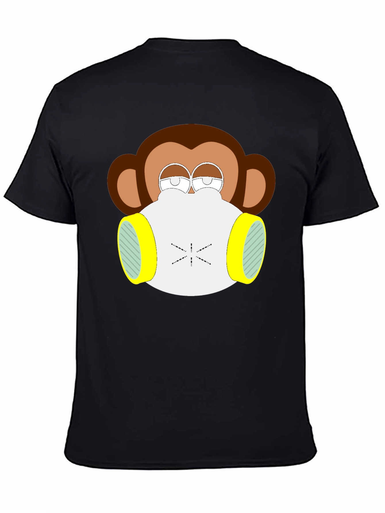 Monkey Gas Mask Graphic Tee - Black Cotton Blend