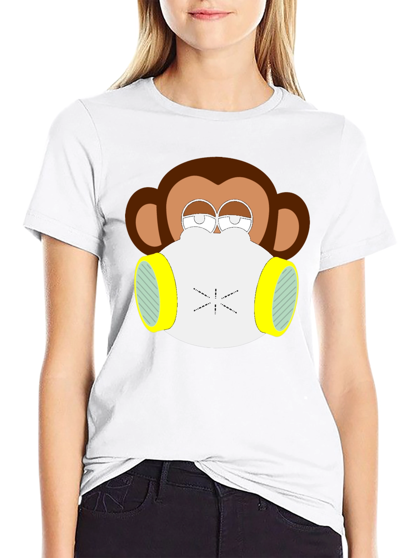 Monkey Gas Mask Graphic Tee - Black Cotton Blend