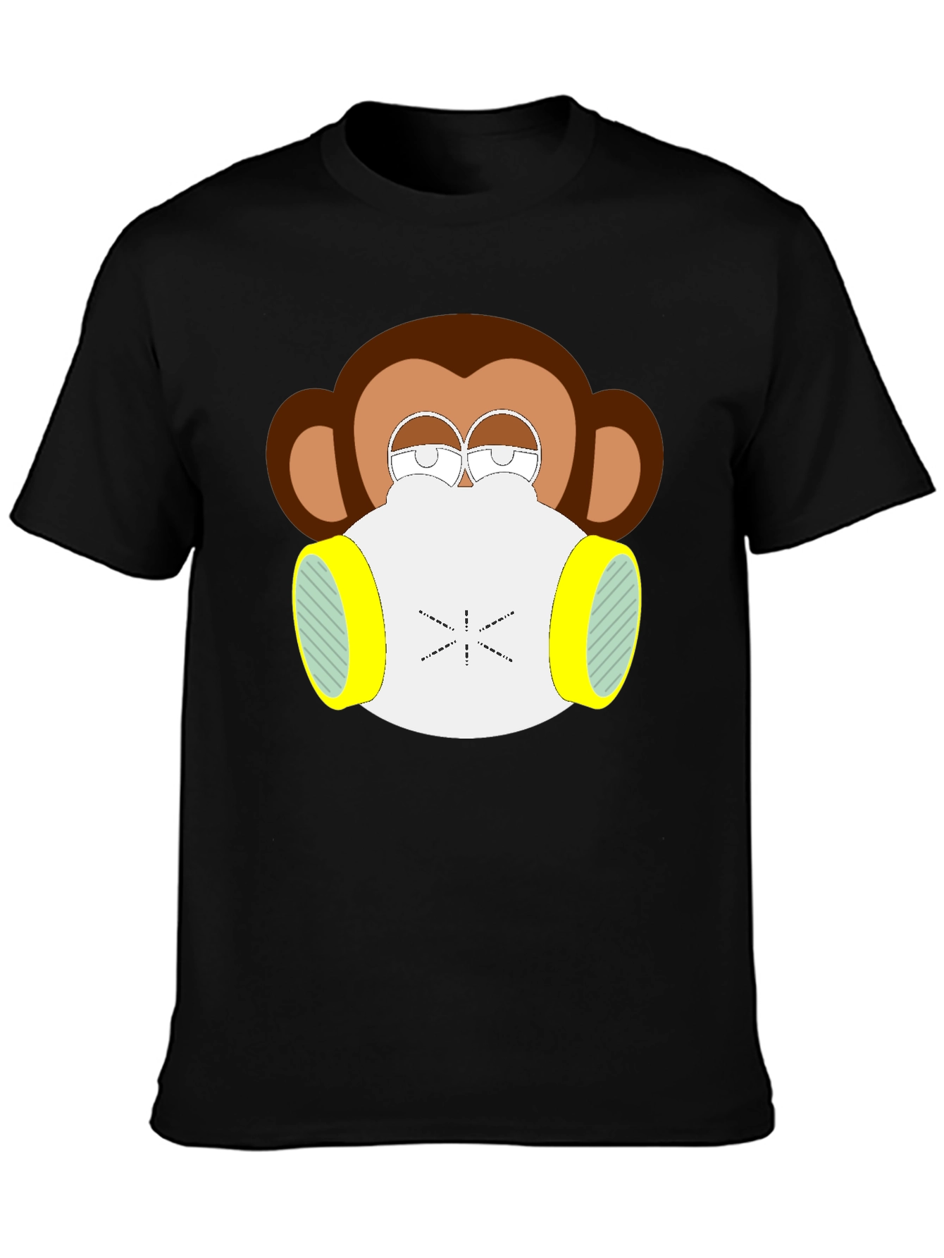 Monkey Gas Mask Graphic Tee - Black Cotton Blend
