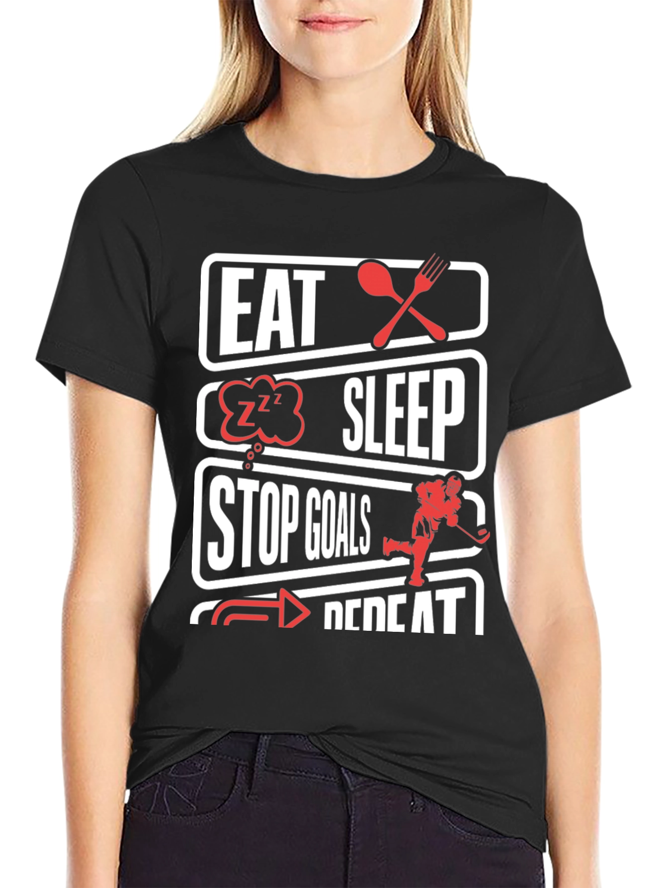Eat Sleep Stop Goals Hockey T-Shirt
