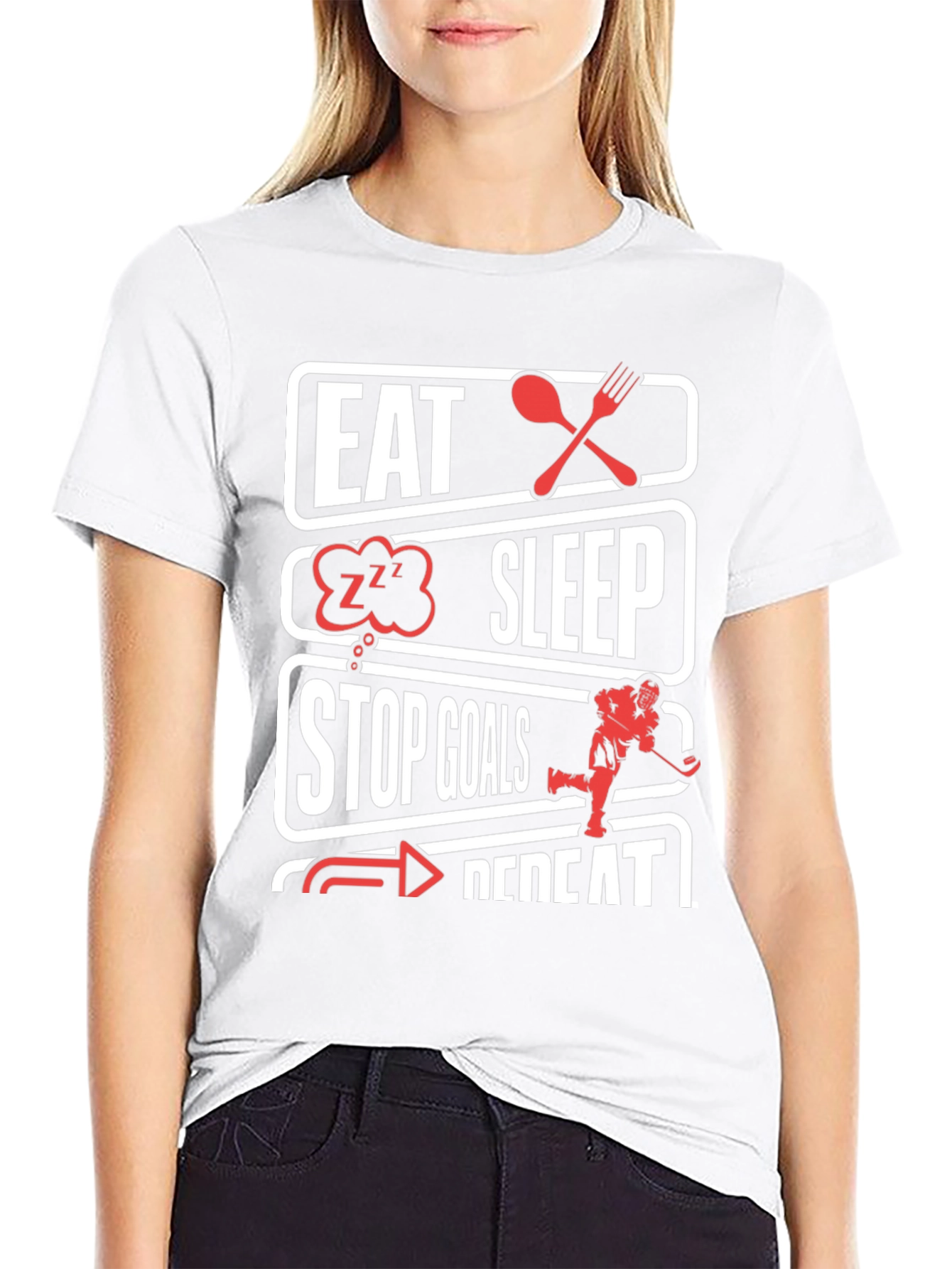 Eat Sleep Stop Goals Hockey T-Shirt
