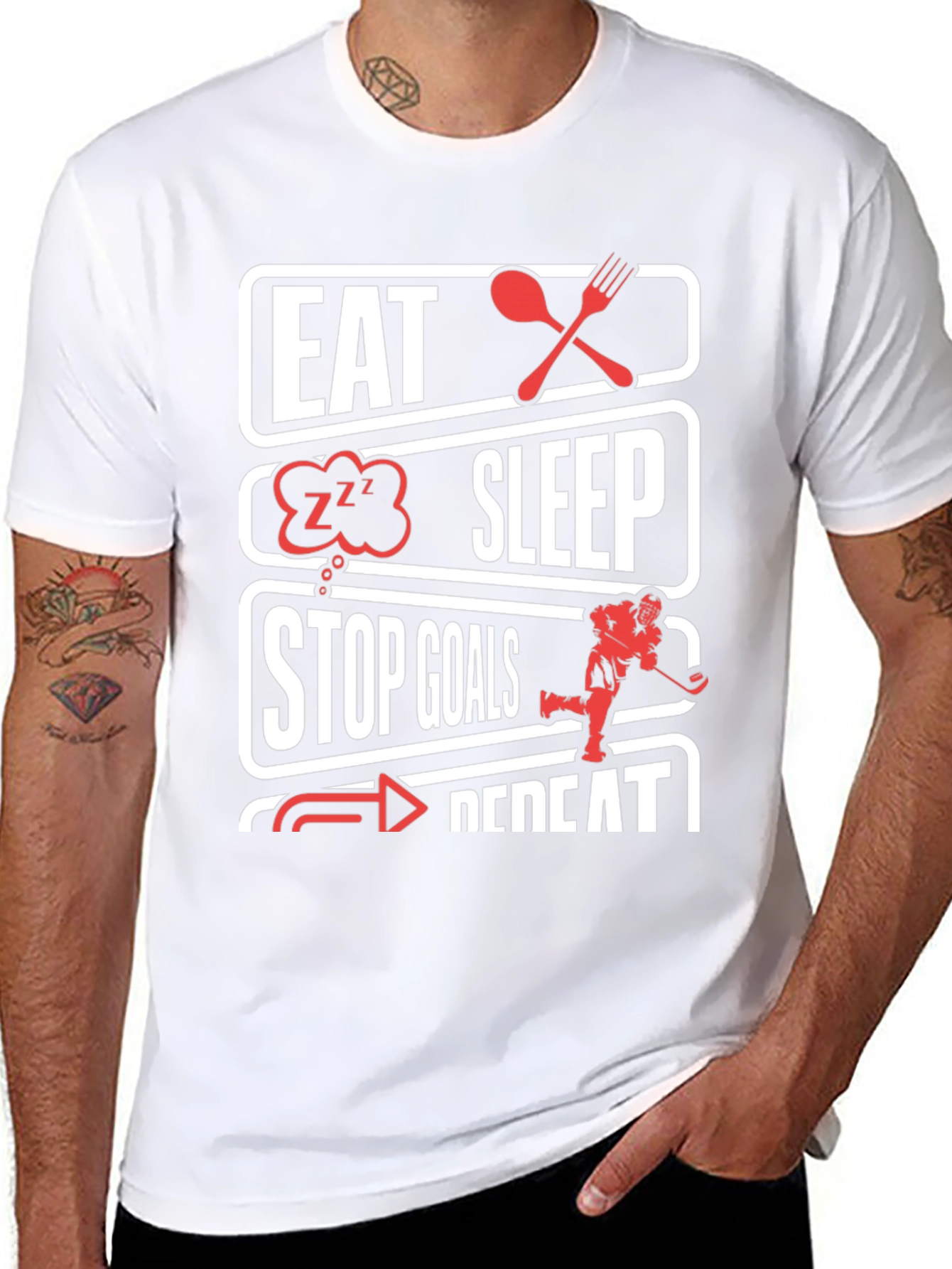 Eat Sleep Stop Goals Hockey T-Shirt