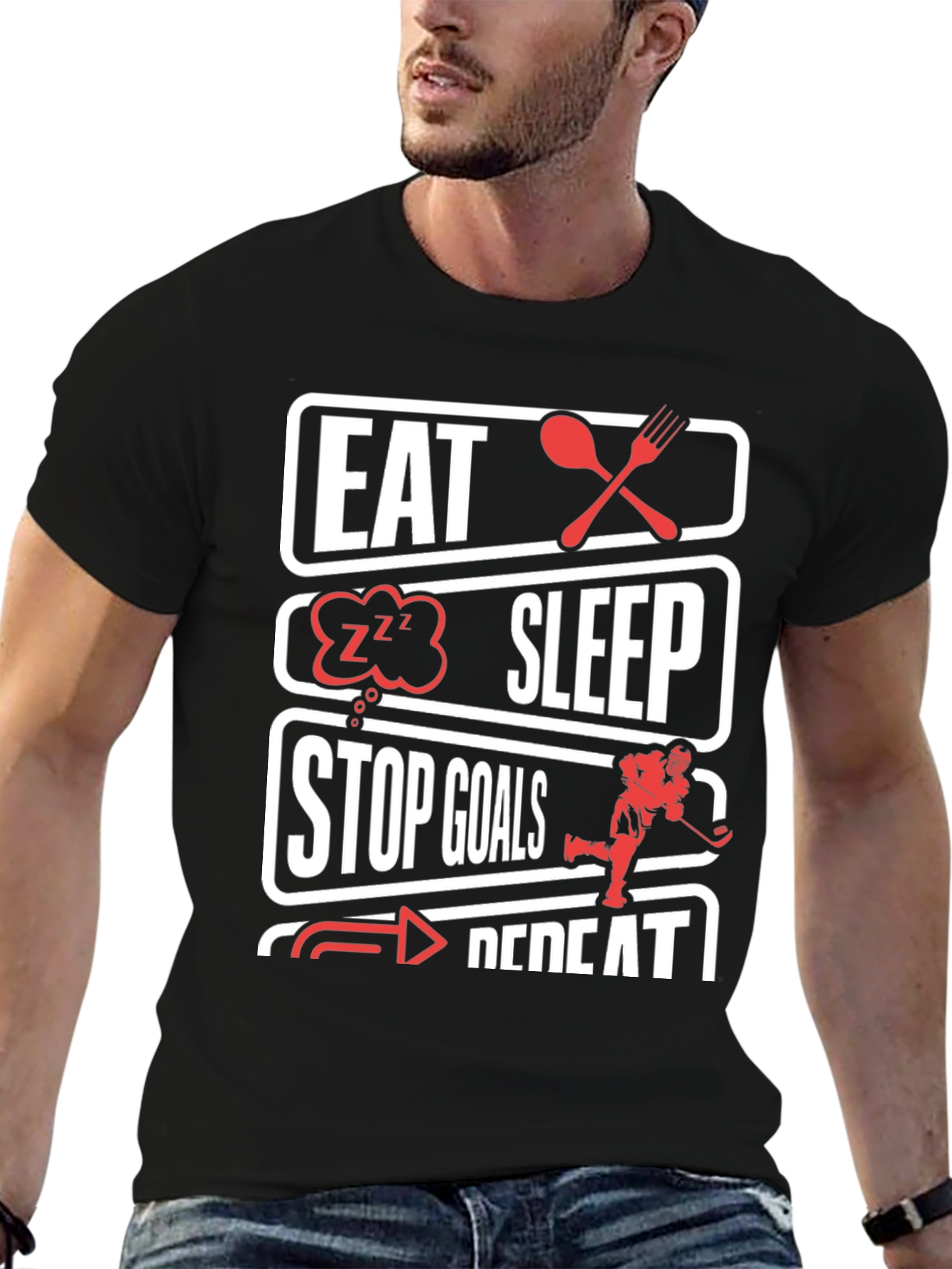 Eat Sleep Stop Goals Hockey T-Shirt
