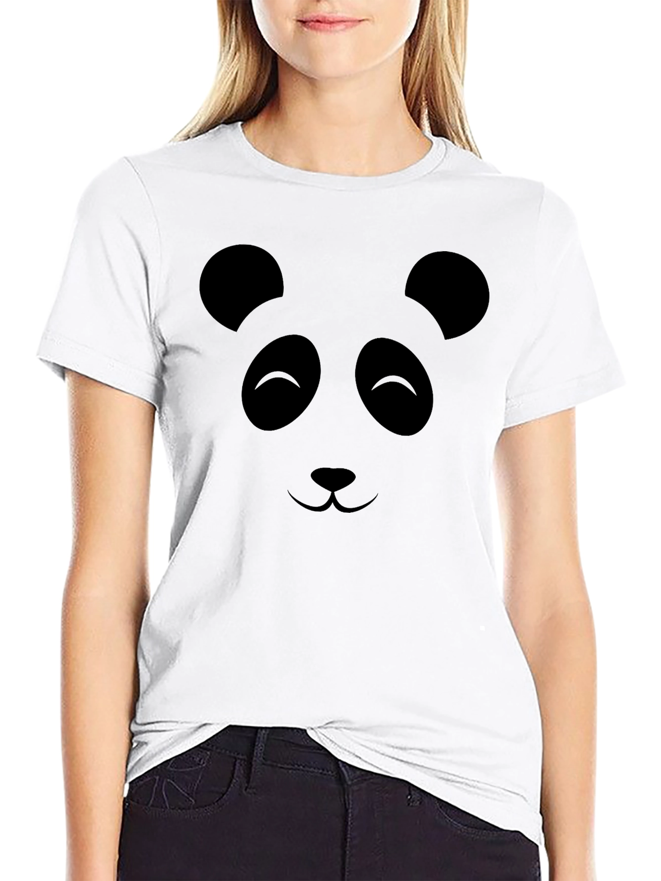 Panda Face Graphic Print T-Shirt