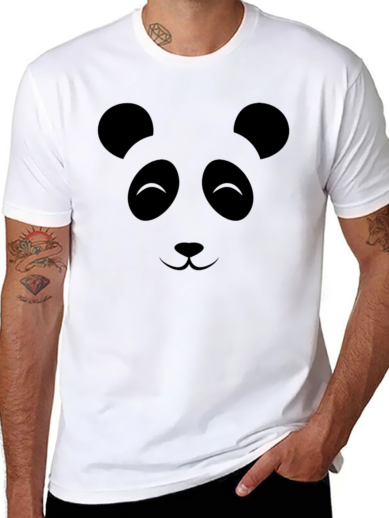 Panda Face Graphic Print T-Shirt