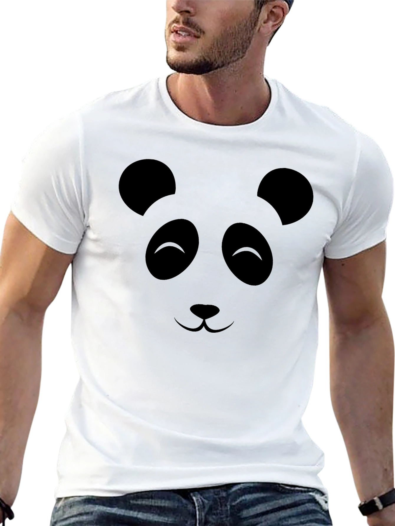 Panda Face Graphic Print T-Shirt