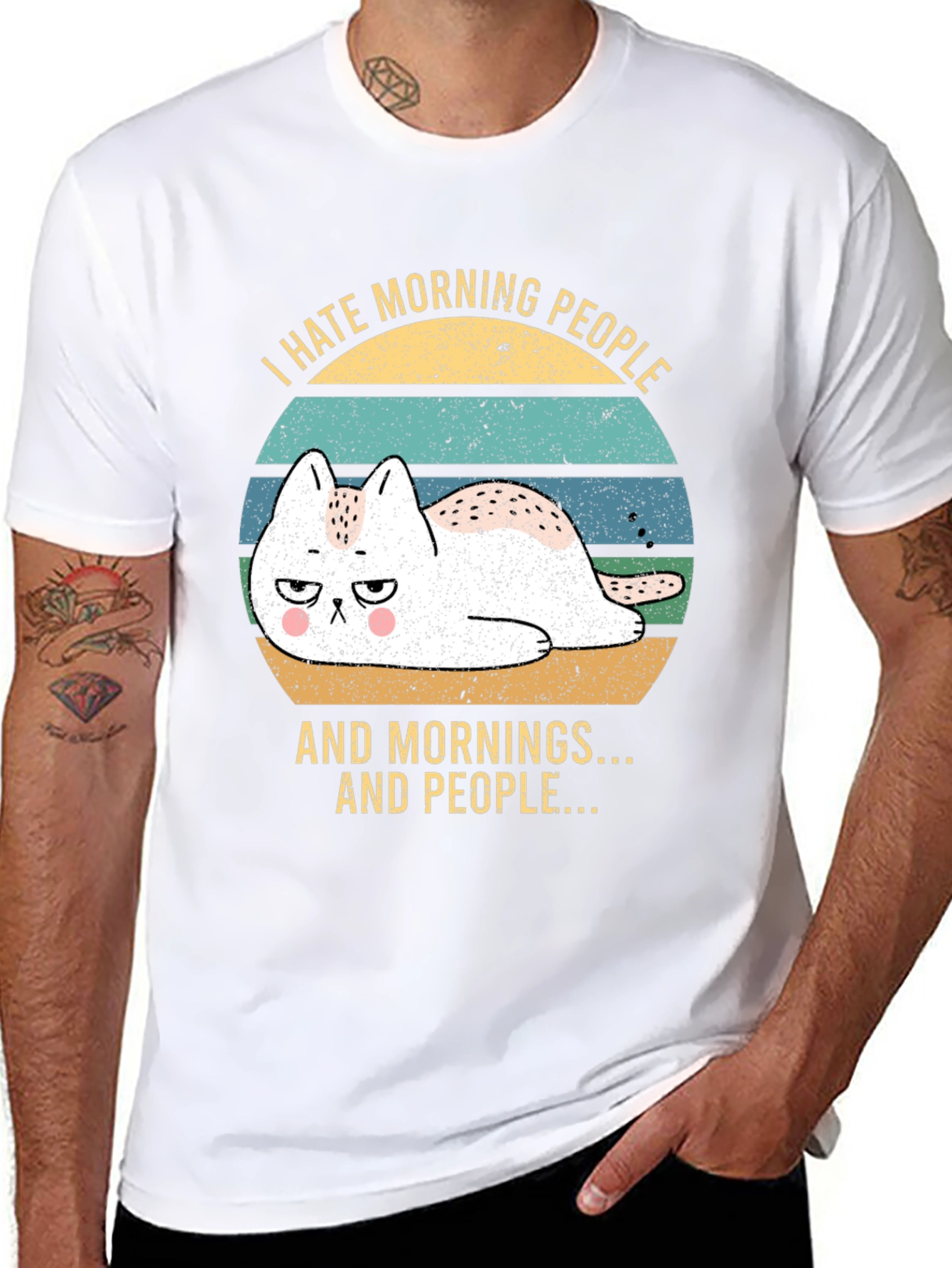 I Hate Morning People Funny Cat T-Shirt