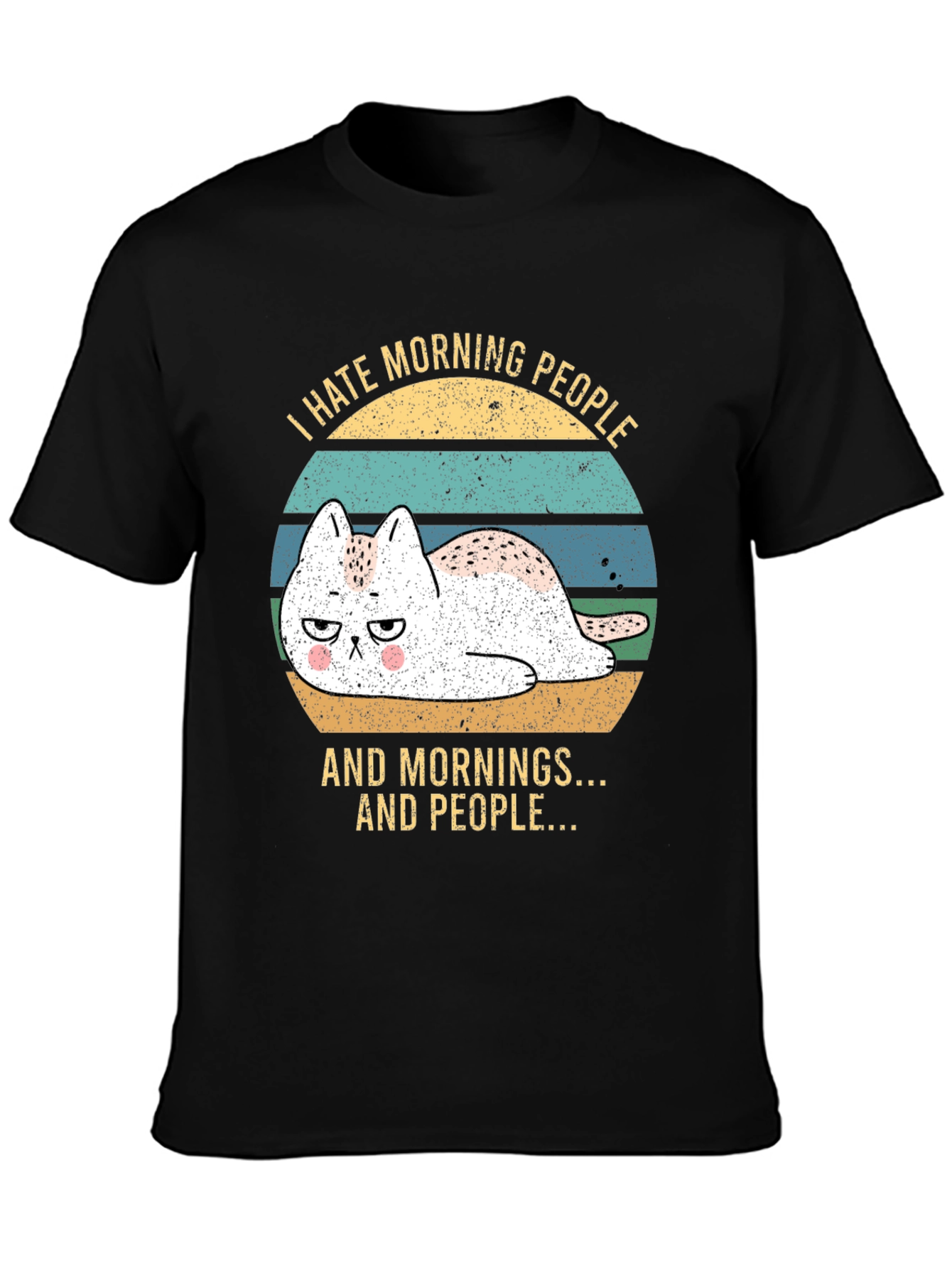 I Hate Morning People Funny Cat T-Shirt
