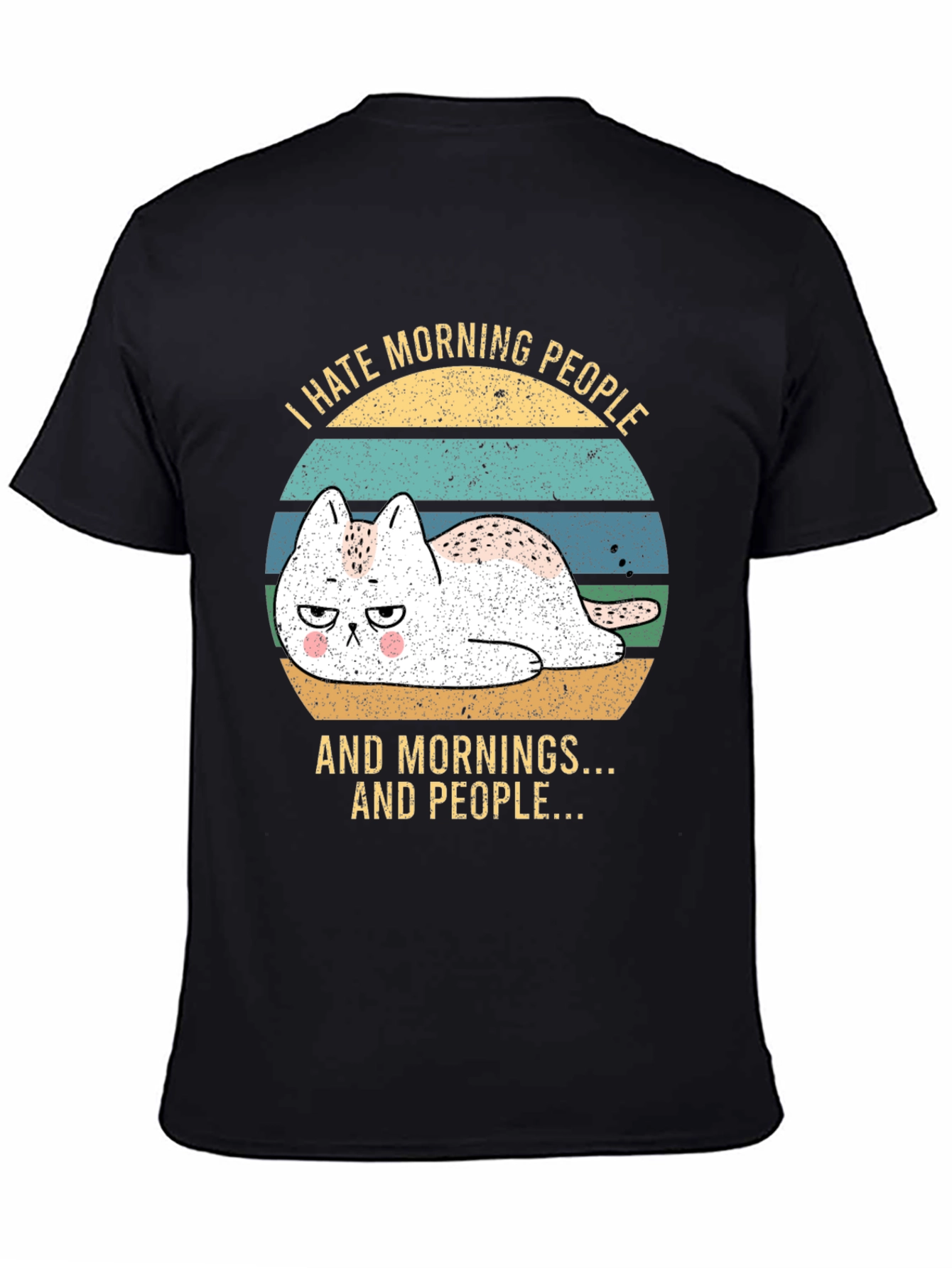 I Hate Morning People Funny Cat T-Shirt
