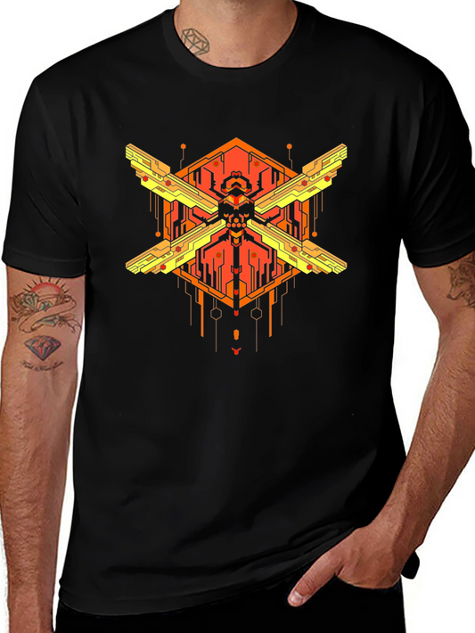 Cyberpunk Skull Graphic T-Shirt - Bold Streetwear Style
