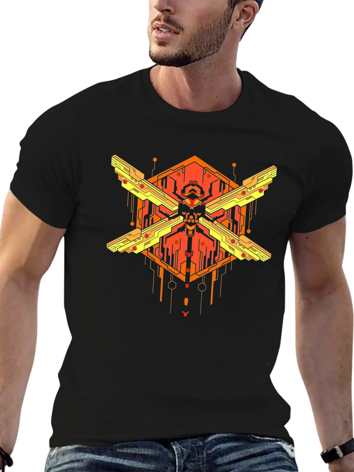 Cyberpunk Skull Graphic T-Shirt - Bold Streetwear Style