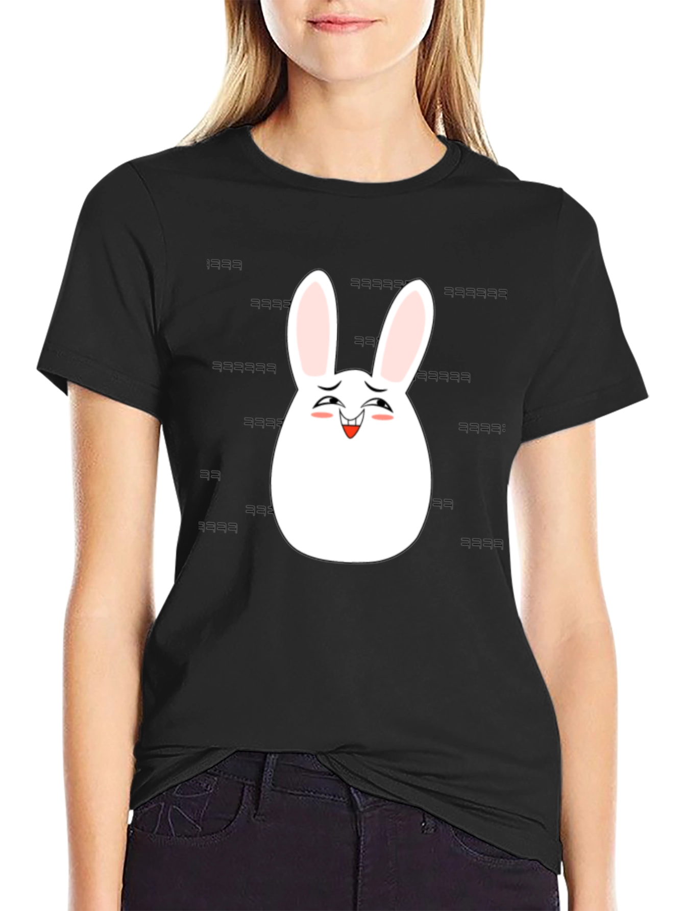 Funny Easter Bunny Laughing Graphic Tee - Black