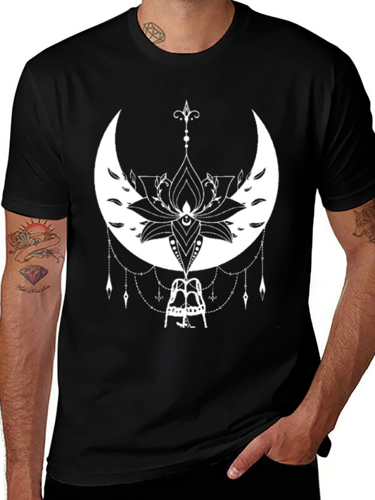 Moon Lotus Graphic Black T-Shirt