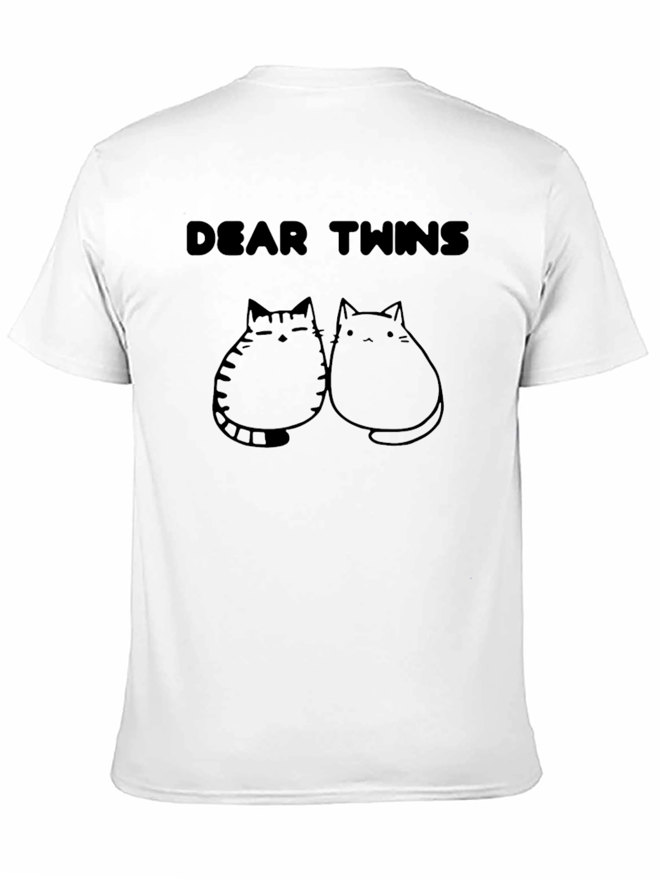 Dear Twins Cat Graphic Black T-Shirt