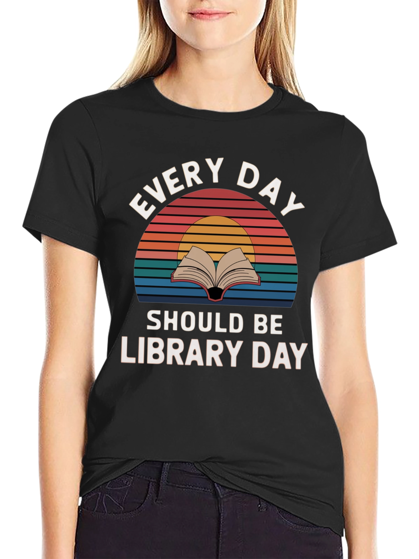Every Day Library Day T-Shirt - Book Lover Apparel