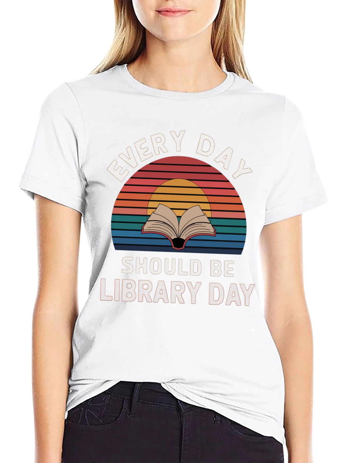 Every Day Library Day T-Shirt - Book Lover Apparel