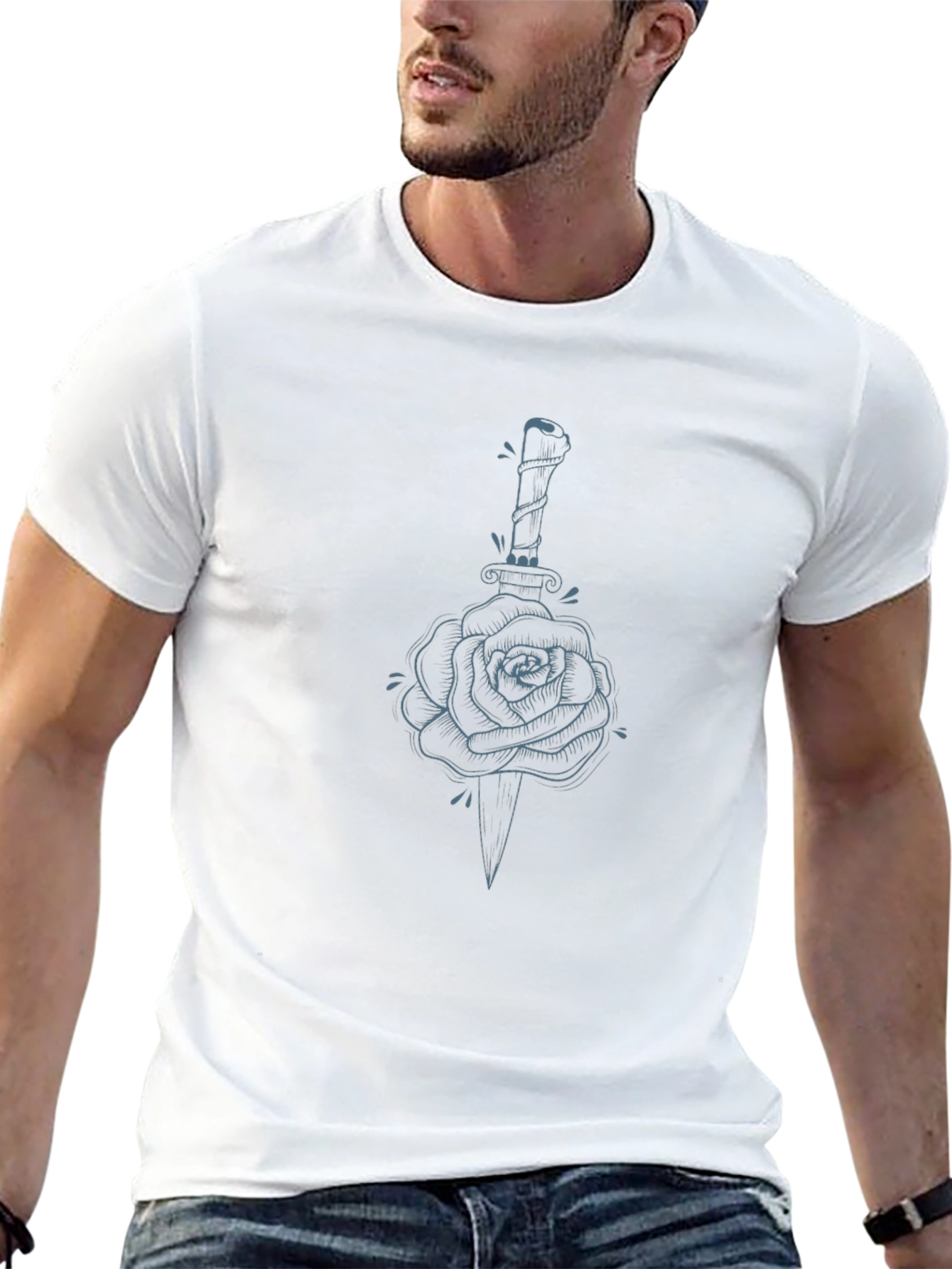Rose & Dagger Graphic Tee - Edgy Style