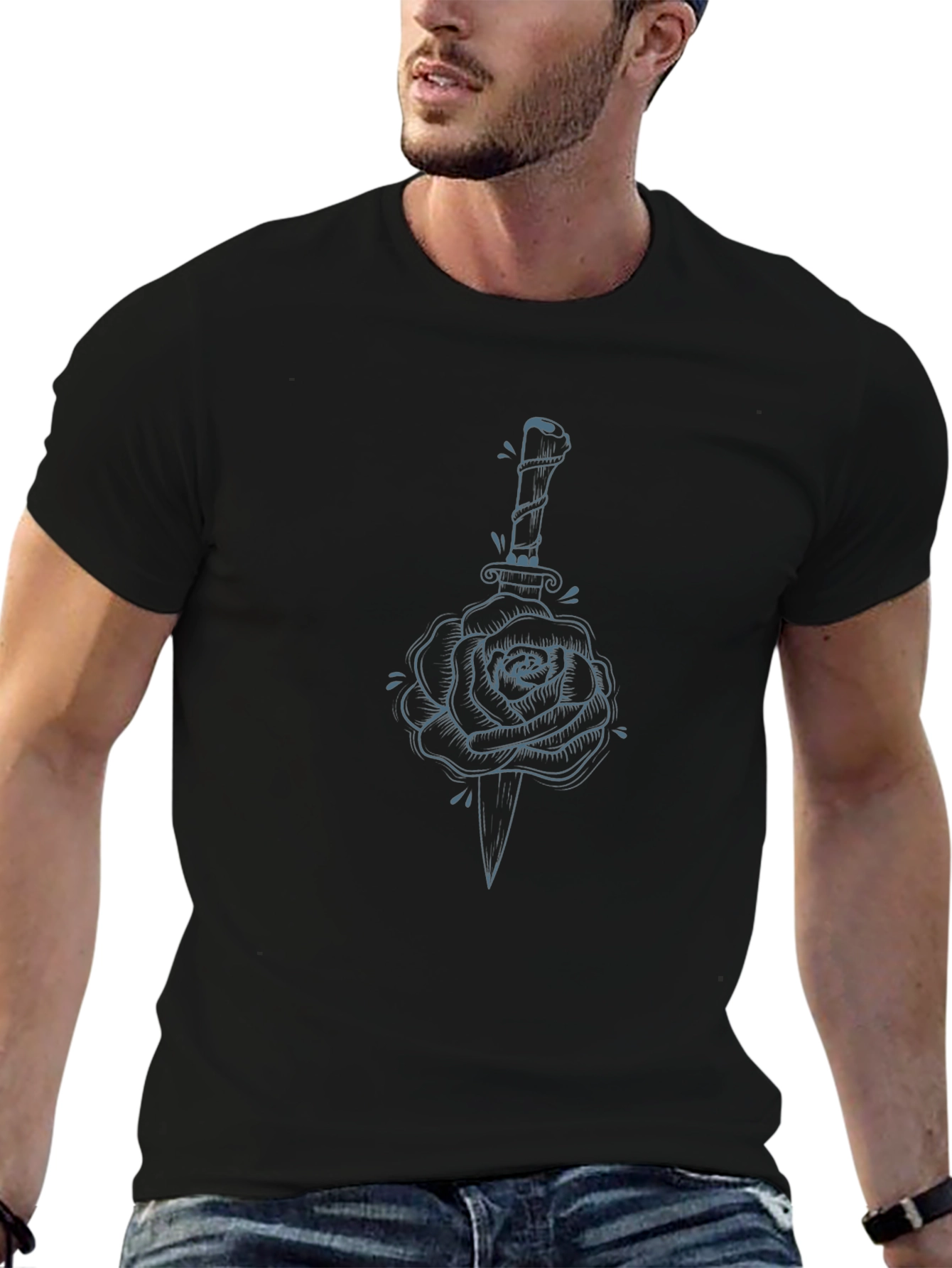 Rose & Dagger Graphic Tee - Edgy Style