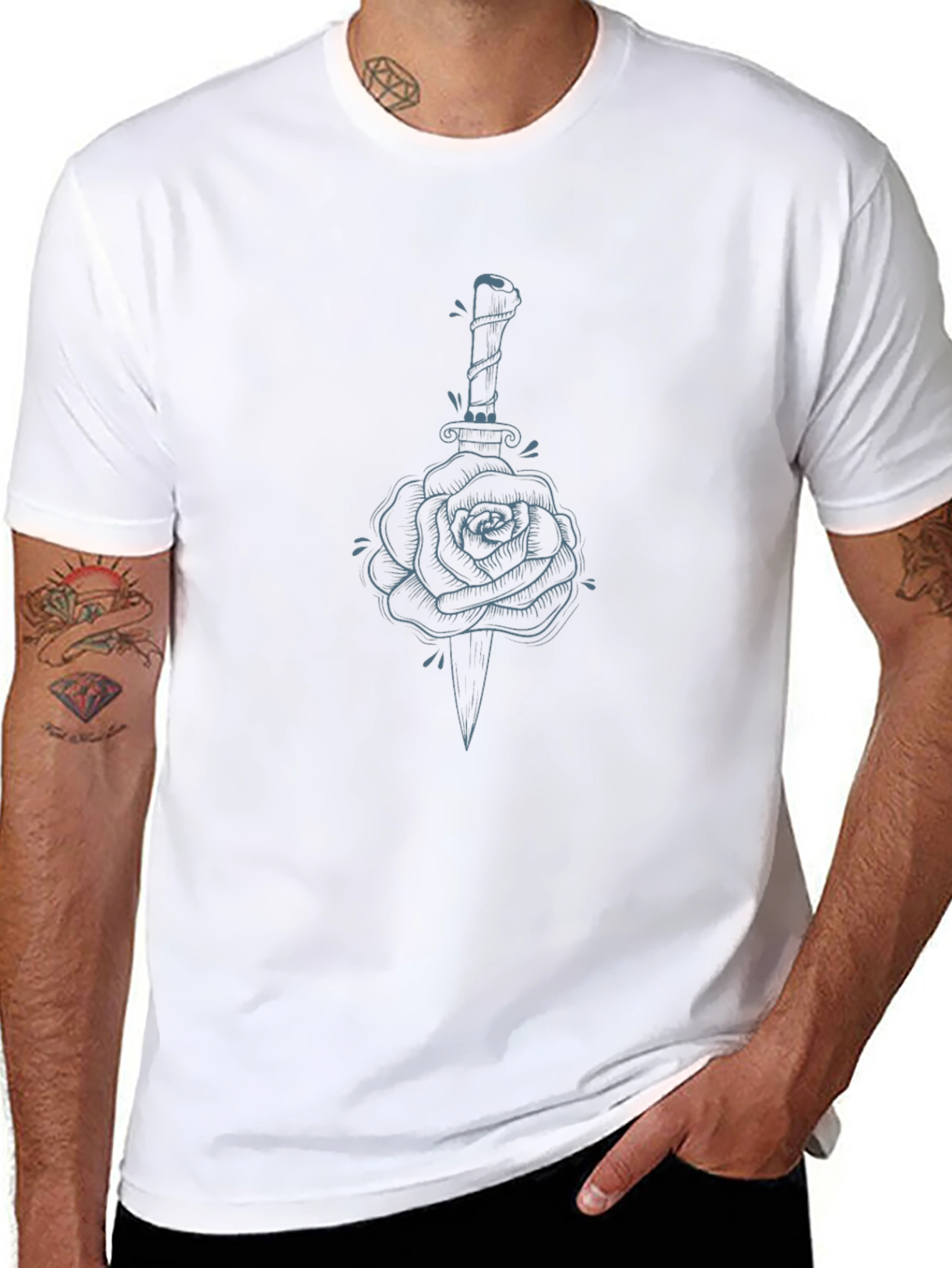 Rose & Dagger Graphic Tee - Edgy Style