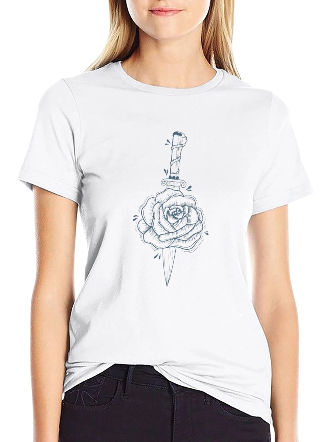 Rose & Dagger Graphic Tee - Edgy Style