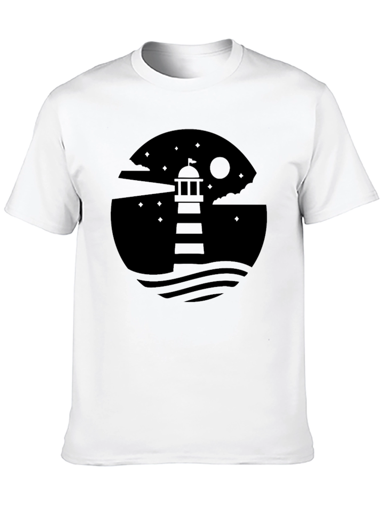 Mens Lighthouse Graphic Black T-Shirt