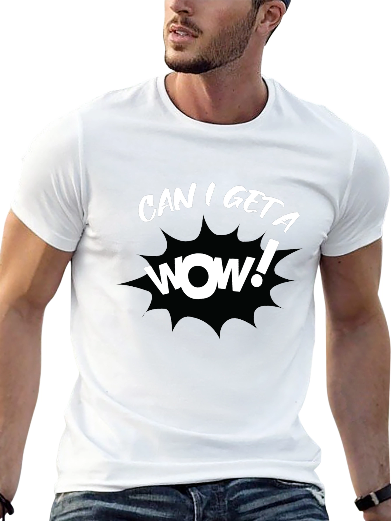Can I Get a Wow! Black Graphic T-Shirt
